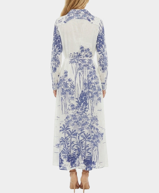 
Printed Shirt Dress in IVORY/BLUE view 2