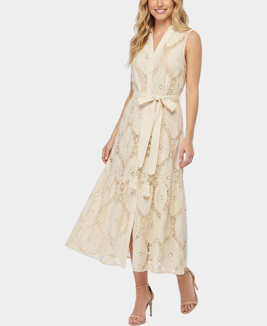 
Crochet Lace Midi Dress in BEIGE view 1