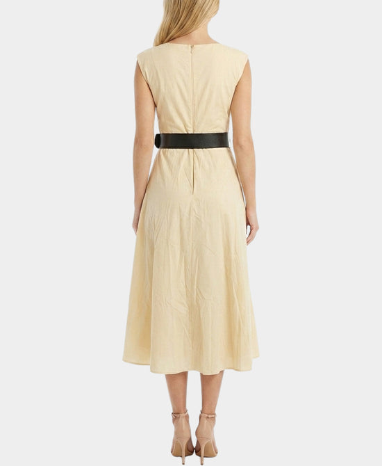 
Smocked Detail Midi Dress in BEIGE view 2