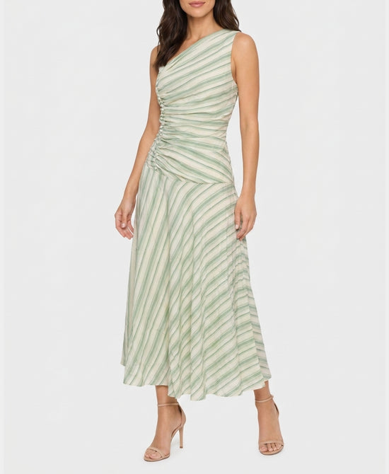 
Stripe Midi Dress w/ Bead Detail in GREEN MULTI view 1