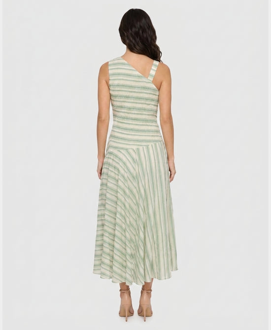 
Stripe Midi Dress w/ Bead Detail in GREEN MULTI view 2