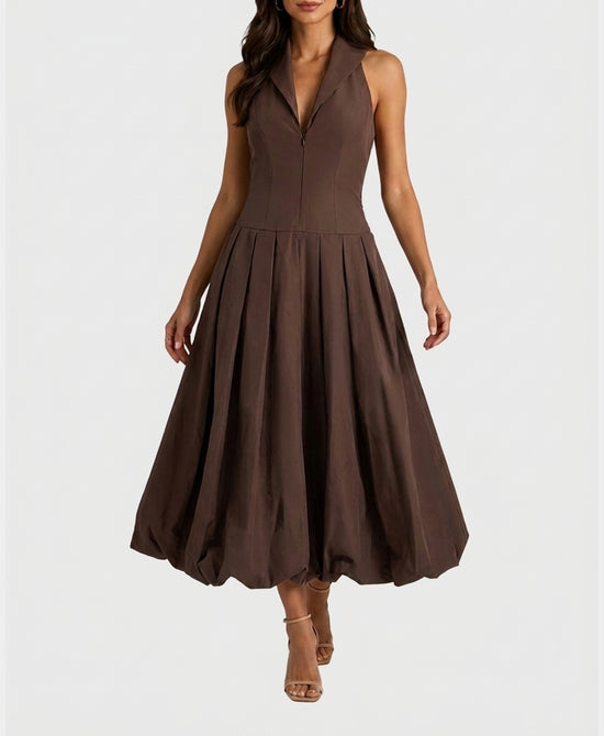 
Bubble Hem Maxi Dress in BROWN view 1