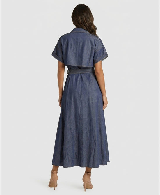 
Denim Trench Maxi Dress in BLUE view 2