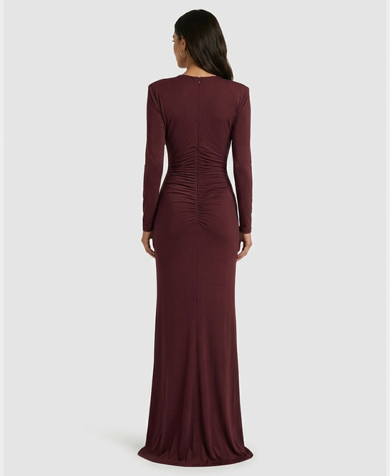 
Slinky Maxi Dress w/ Crystals in BURGUNDY view 2