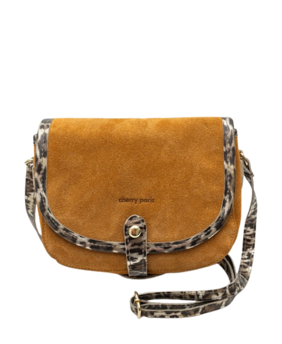 Suede Crossbody Bag w/ Leopard Trim view 