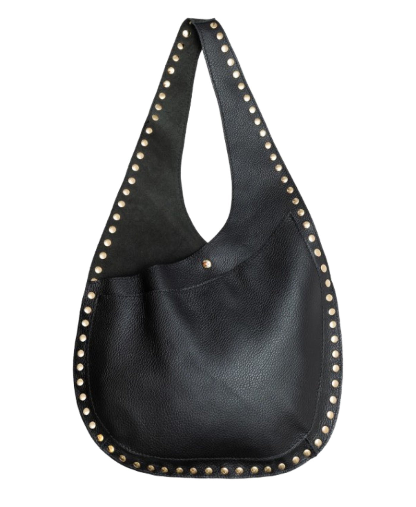 Asymmetrical Leather Hobo Bag w/ Studs view 1