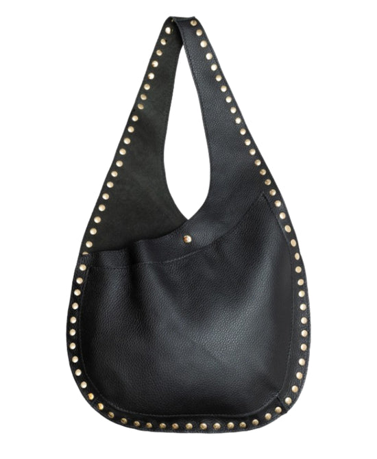 Asymmetrical Leather Hobo Bag w/ Studs view 