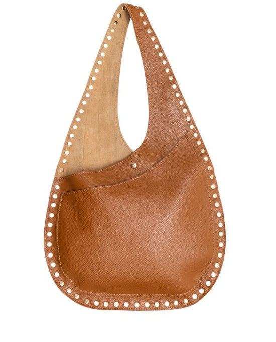 Asymmetrical Leather Hobo Bag w/ Studs view 