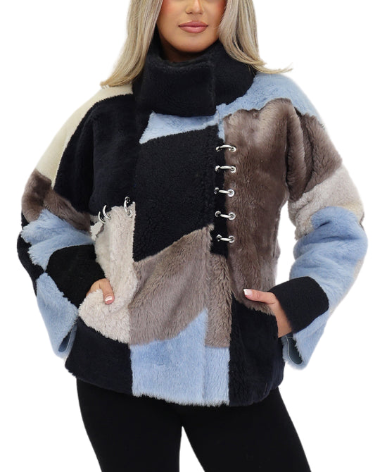 Multi Media Shearling Jacket w/ Rings view 