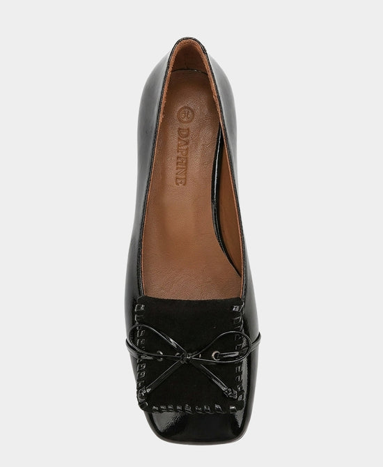 
Patent Leather & Suede Bow Loafer in BLACK view 2