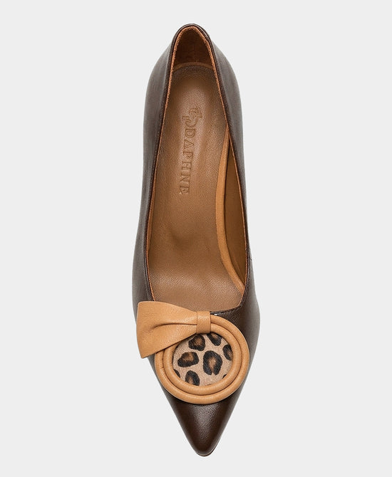 
Leather Leopard Print Statement Pump in BROWN view 2