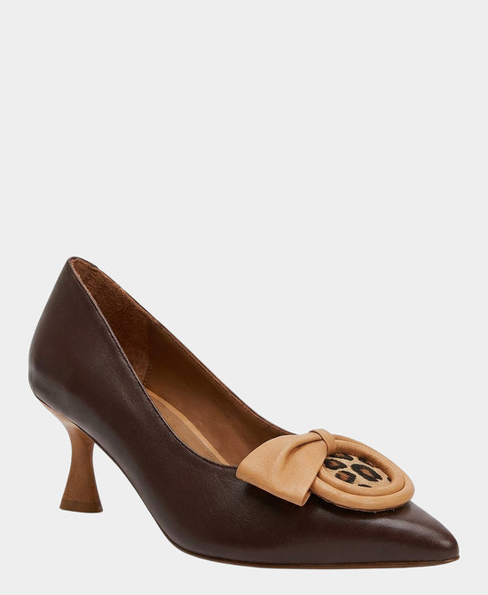 
Leather Leopard Print Statement Pump in BROWN view 1