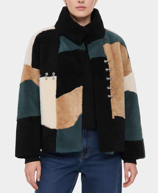 Shearling Color Block Jacket view 