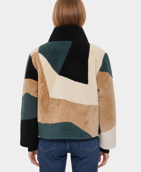 Shearling Color Block Jacket view 