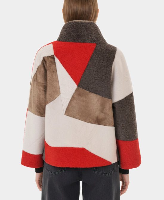 Shearling Color Block Jacket view 