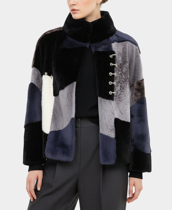 Shearling Color Block Jacket view 