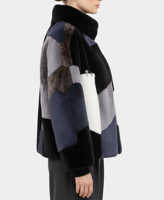 Shearling Color Block Jacket view 