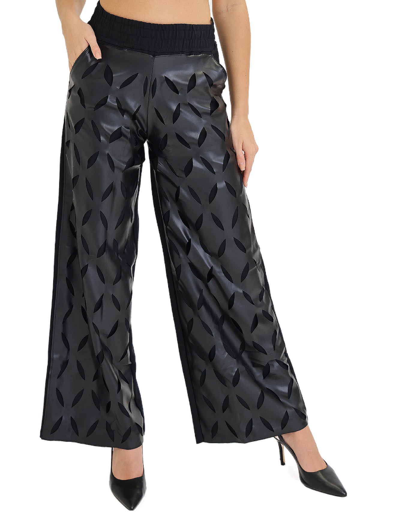 Faux Leather Cut-Out Pants view 1