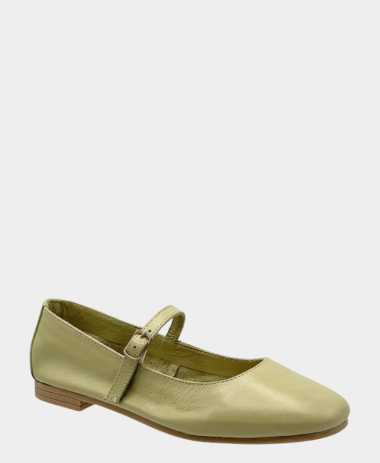 
Leather Buckle Ballet Flat in AVOCADO view 1