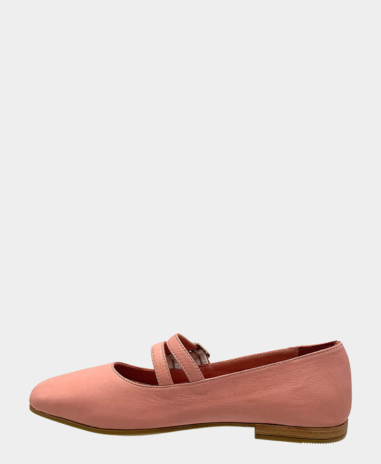 
Leather Double Buckle Ballet Flat in CORAL view 2