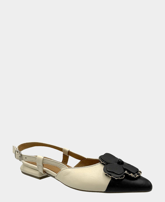 
Leather Flower Chain Slingback in BLACK/BEIGE view 1