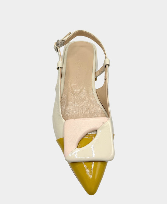 
Patent Leather Color Block Slingback in YELLOW/CREAM/BLUSH view 2