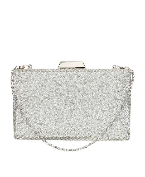 Rhinestone & Faux Pearl Clutch view 