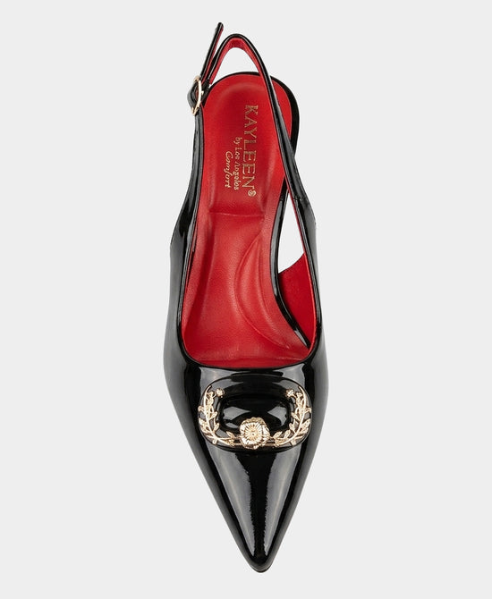 
Patent Flower Buckle Slingback Pump in BLACK view 2