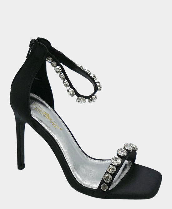 Denim Crystal Heeled Sandal view 1