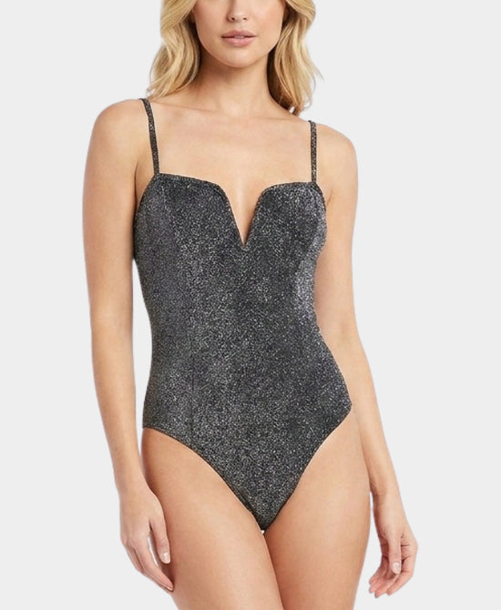 
Shimmer One Piece Swimsuit in BLACK SHIMMER view 1