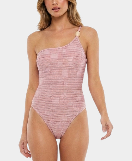 
Stripe One Piece Swimsuit in PINK view 1