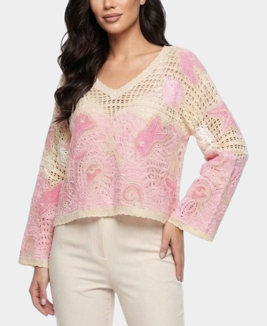 
Dolphin Crochet Top in BEIGE/PINK view 1