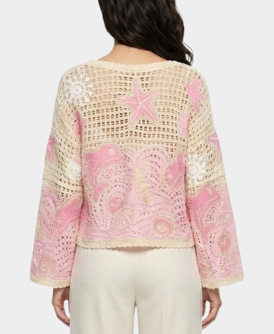 
Dolphin Crochet Top in BEIGE/PINK view 2