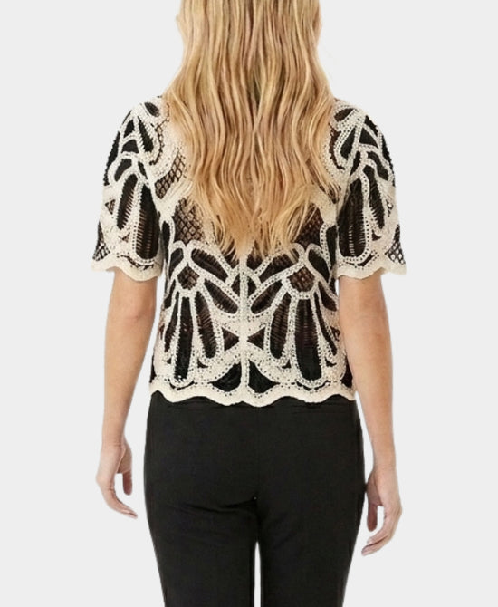 
Crochet Top in BLACK/BEIGE view 2