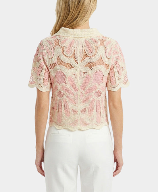 
Crochet Cardigan in PINK/IVORY view 2