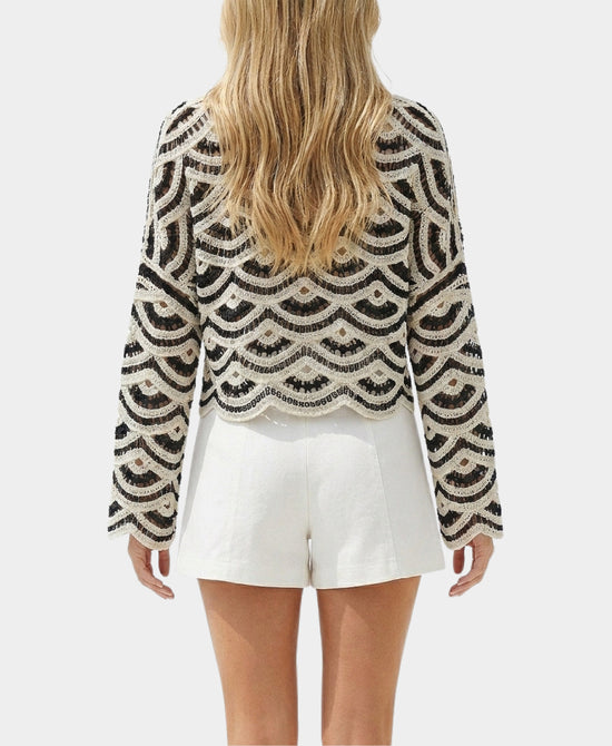 
Crochet Top in BLACK/IVORY view 2