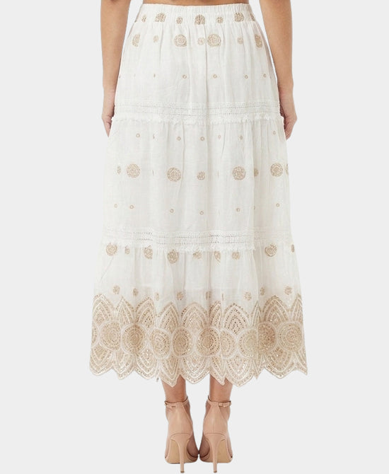 
Embroidered Maxi Skirt in BEIGE/WHITE view 2
