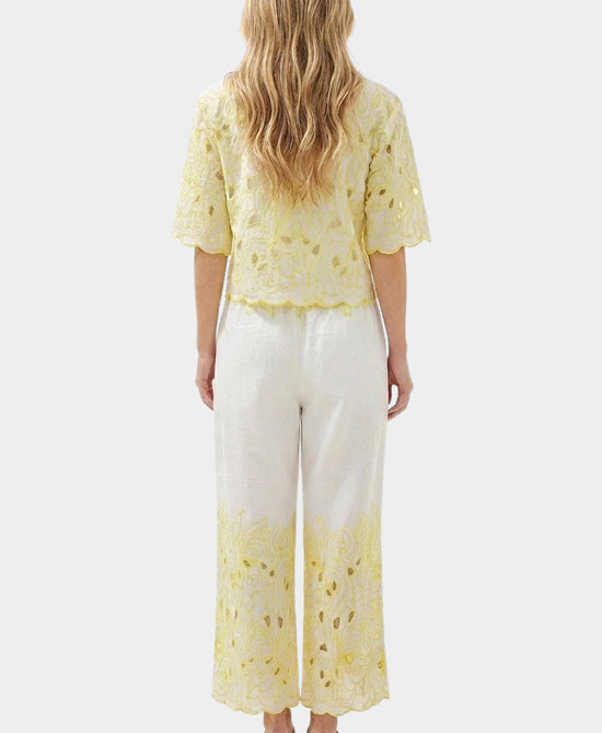 
Embroidered Shirt & Pants Set- 2 Pc Set in WHITE/YELLOW view 2