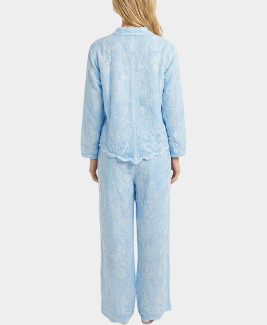 
Embroidered Sequin Shirt &Pants Set- 2 Pc Set in BLUE view 2