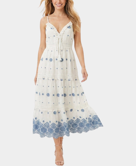 
Embroidered Maxi Dress in WHITE/BLUE view 1