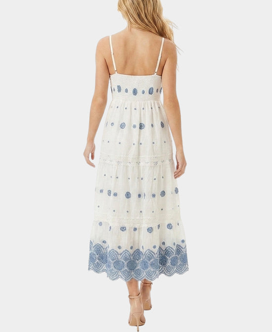 
Embroidered Maxi Dress in WHITE/BLUE view 2
