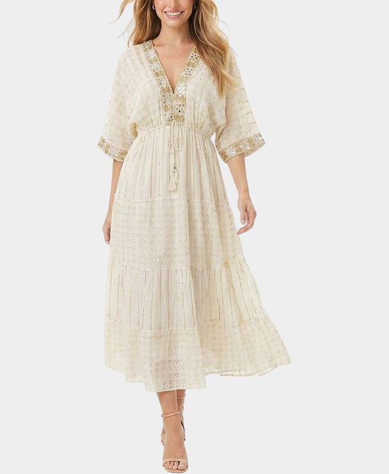 
Embroidered Maxi Dress in BEIGE view 1