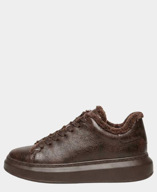 
Logo Platform Sneaker w/ Faux Fur Lining in BROWN view 2