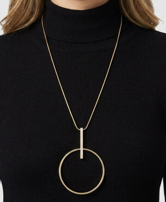 
Long Statement Circle Necklace in GOLD view 1