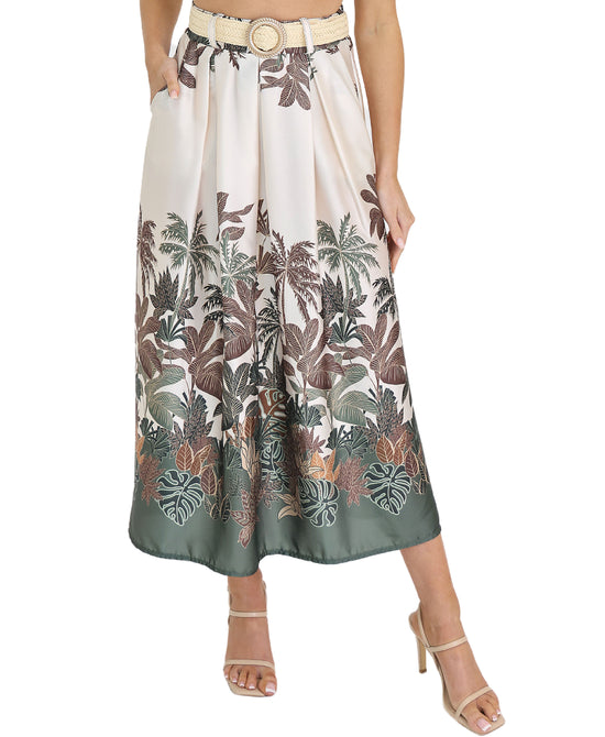 Printed Satin Midi Skirt view 