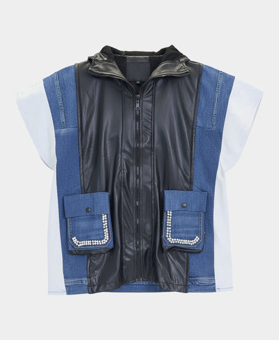 Denim & Faux Leather Vest image 2