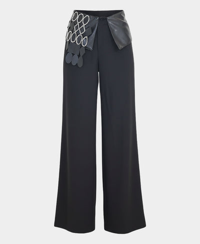 Pants w/ Faux Leather & Rhinestone Trim image 2