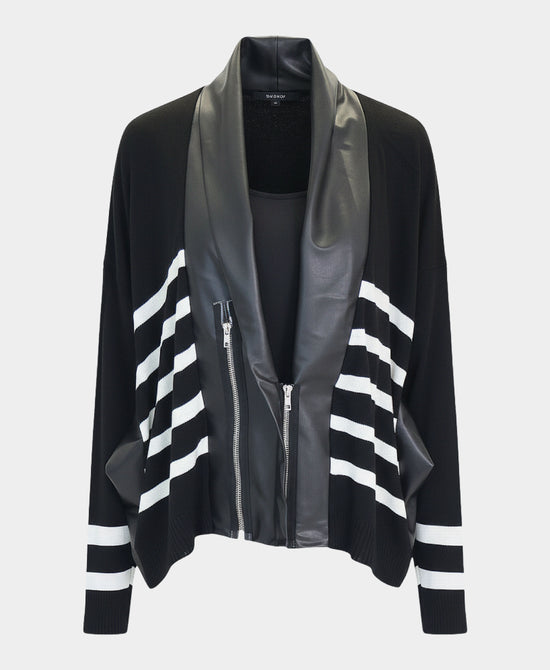 Stripe & Faux Leather Top view 