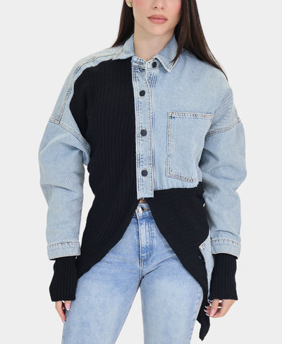 Denim & Knit Combo Jacket image 1