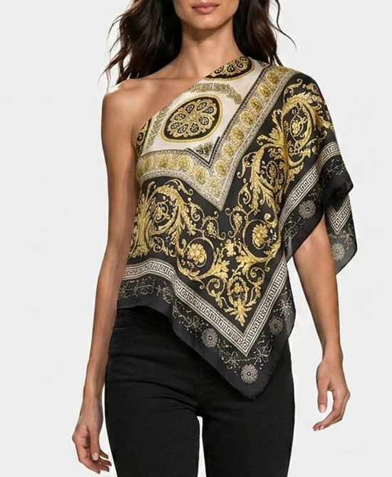 
Print Satin Scarf Poncho in YELLOW/BLACK view 2
